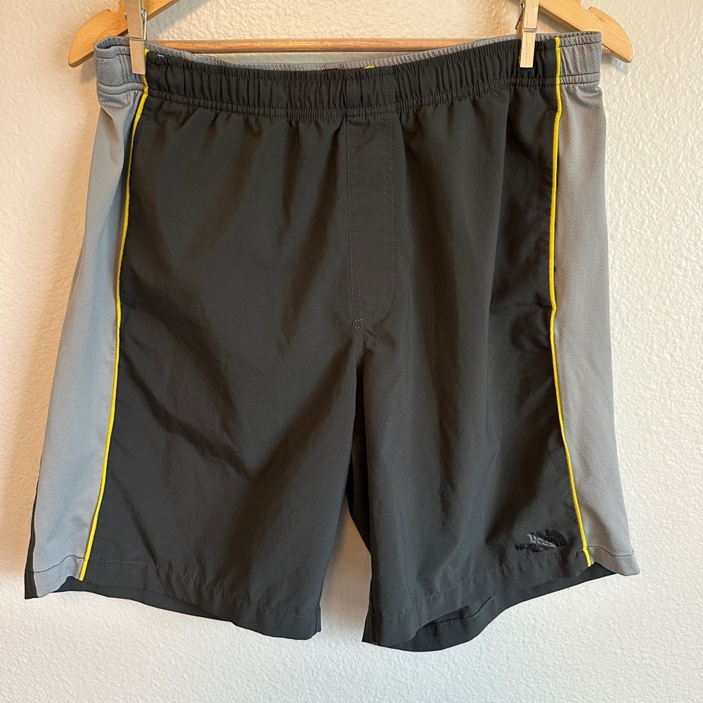 The North Face Gray and Yellow Shorts